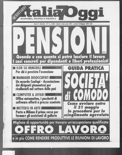 Italia oggi : quotidiano di economia finanza e politica